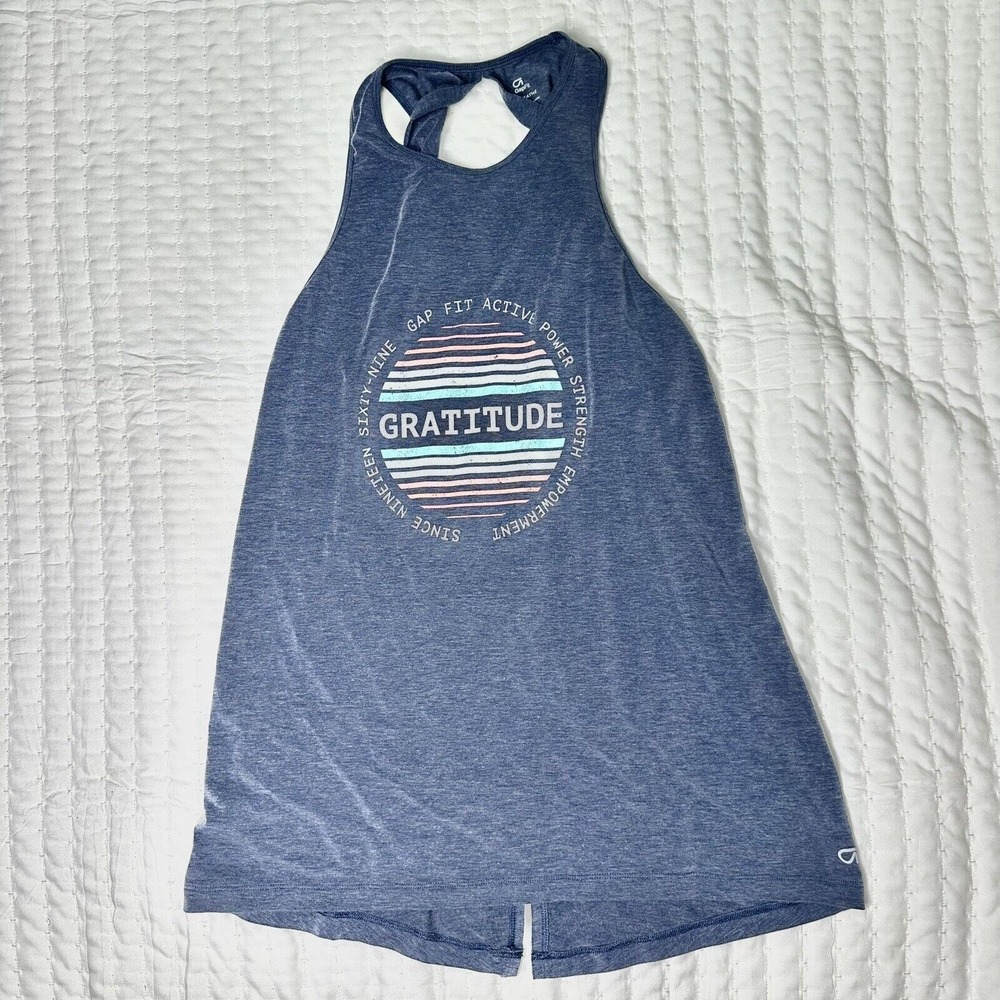 GAP Fit Size XSmall Breath Gratitude Graphic Twist Split‎ Tank Lyocell Racerback